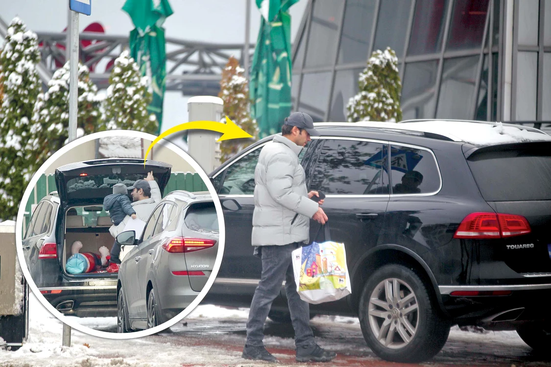 După o jumătate de zi prin magazine, Radu Vâlcan i-a arătat fiului său portbagajul plin de cumpărături