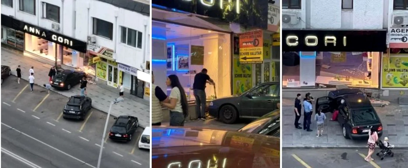Maşina s-a oprit într-un magazin din centrul Bacăului FOTO Ziarul de Bacău