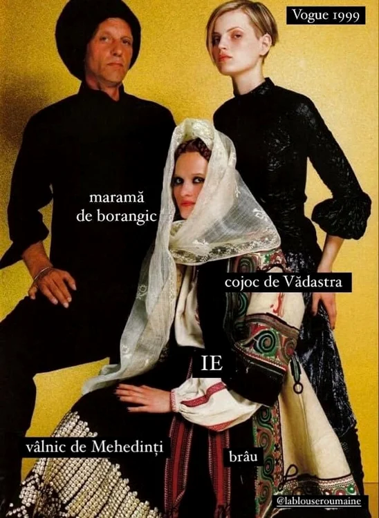 Port popular românesc în Revista Vogue din 1999 Sursă La blouse roumaine