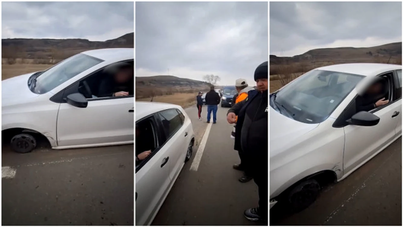 Oamenii s-au mirat când au văzut mașina fără roți Foto: Facebook