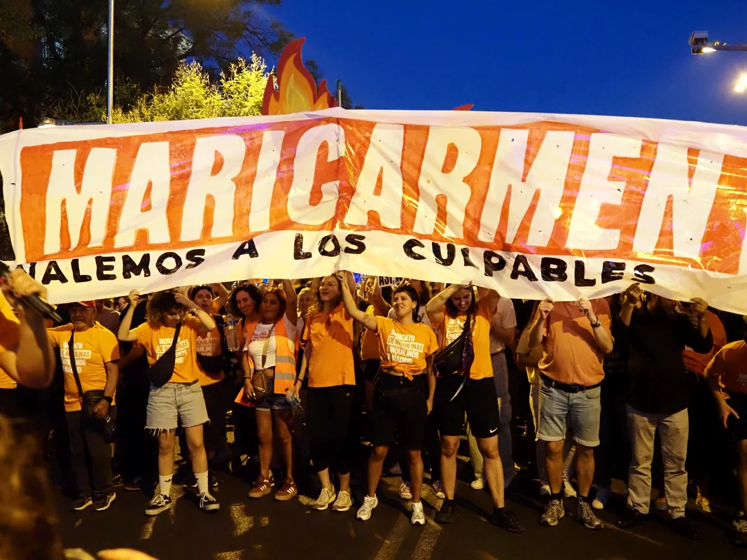 Imagini de la protestul din Madrid.