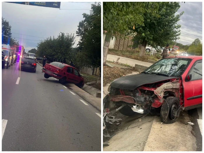 Două persoane au ajuns la spital în urma accidentului din Olt FOTO: colaj martor
