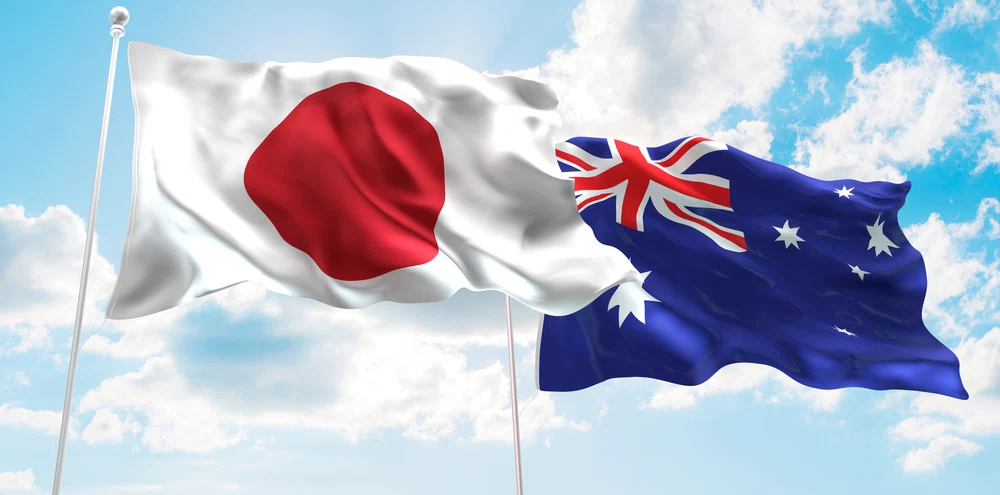 Drapelele Australiei și Japoniei