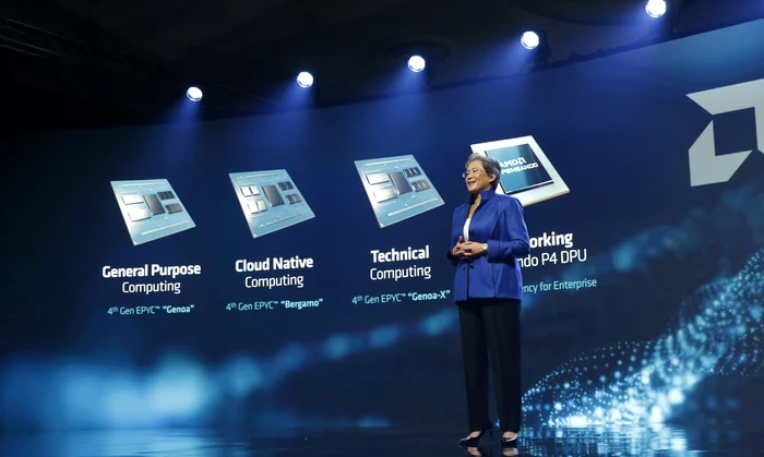 Lisa Su, CEO AMD, în timpul Data Center and AI Technology Premiere. FOTO AMD