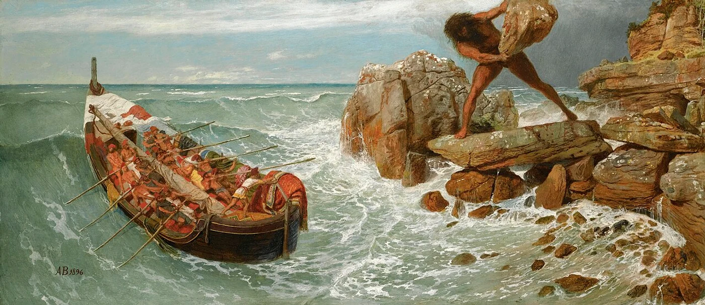 Odiseu și Polifem. Tablou de Arnold Böcklin (© Museum of Fine Arts Boston / Wikimedia Commons)