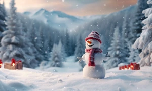 view snowman with winter landscape snow jpg
