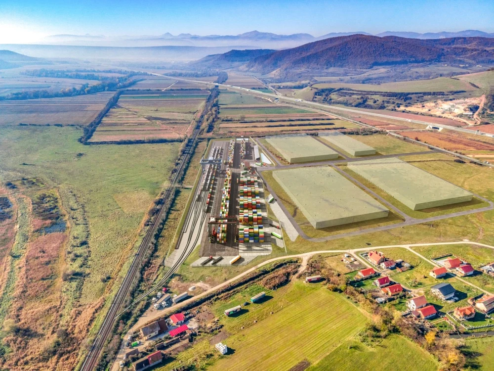 Poziţia viitorului terminal în cadrul parcului logistic de la decea. Foto: DP World