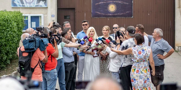 Elena Udrea face declarații de presă la eliberarea din Penitenciarul de Femei Târgșor, Prahova. FOTO Inquam Photos / Ovidiu Micsik