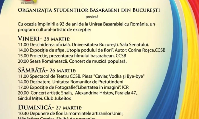 Festivalul Zilele Basarabiei la Bucureşti îşi dechide uşile pentru toţi românii jpeg