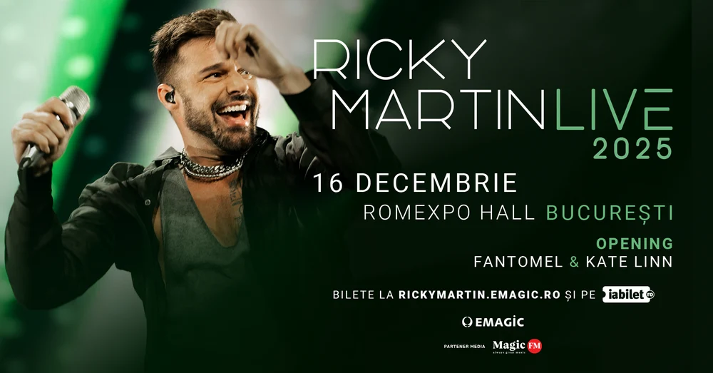 Program și regulament de acces RICKY MARTIN LIVE: Romexpo (Pavilionul B), 16 decembrie 2025
