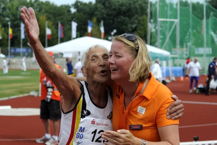 Emiel Pauwels, campion european pe distanţa de 60 de metri, categoria plus 90 de ani FOTO AFP