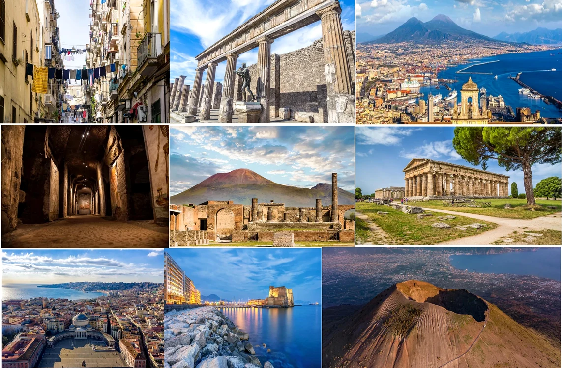 Napoli Pompei și Vezuviu în Italia Colaj Italia-it / DMS