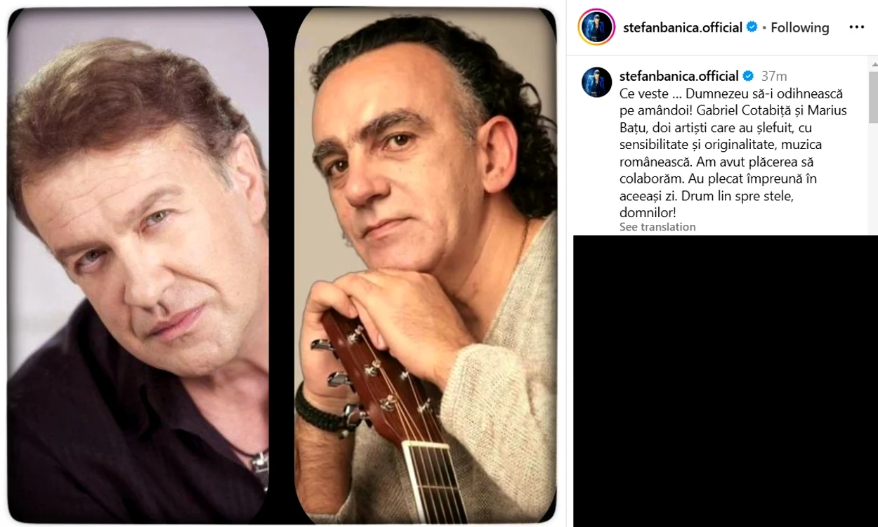 Postarea lui Ștefan Bănică / foto: Instagram 