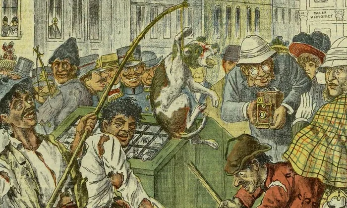 Ilustrație publicată de revista Veselia, An XIV, Nr. 42, 21 octombrie 1905 (© Institutul de Studii Sud-Est Europene)
