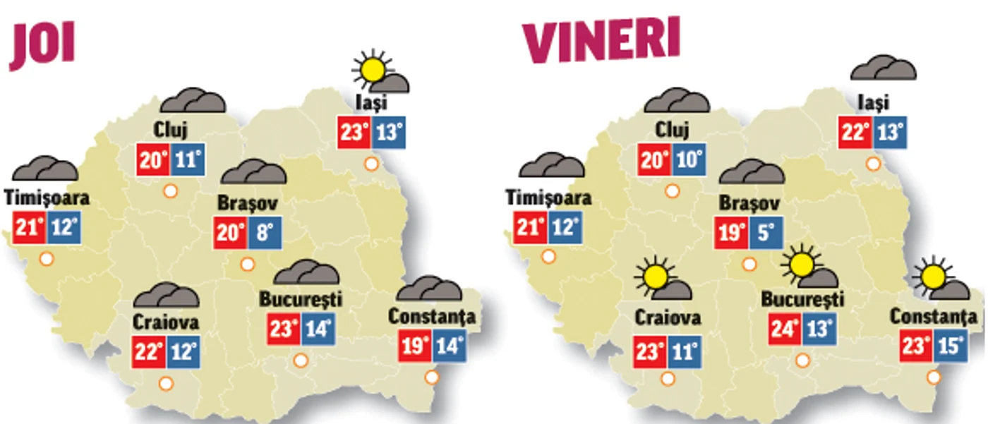În următoarele două zile norii vor acoperi treptat întreg teritoriul țării
