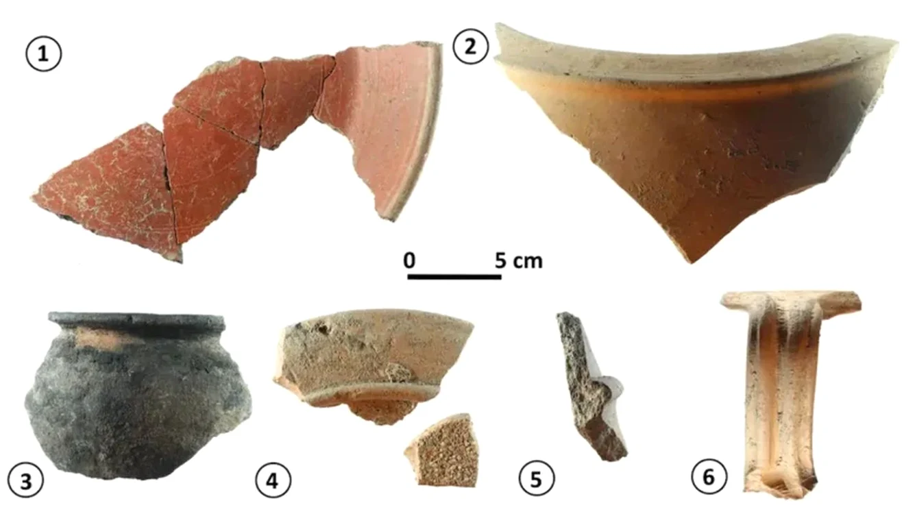 O colecție de piese ceramice descoperite în bucătăria romană de la Sasamón