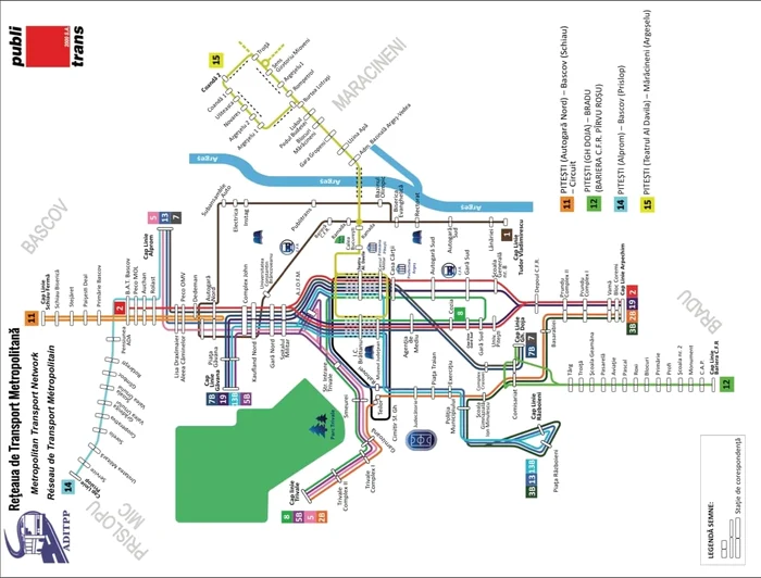 Traseele de transport metropolitan. FOTO Primăria Pitești