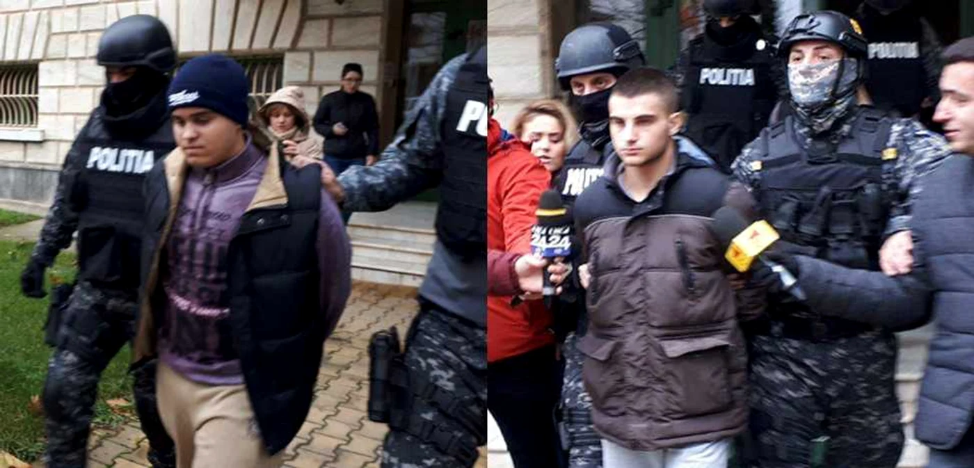 Autostopiştii criminali, la ieşirea de la Tribunalul Călăraşi, pe 2 decembrie, când au fost arestaţi preventiv FOTO :I.S.