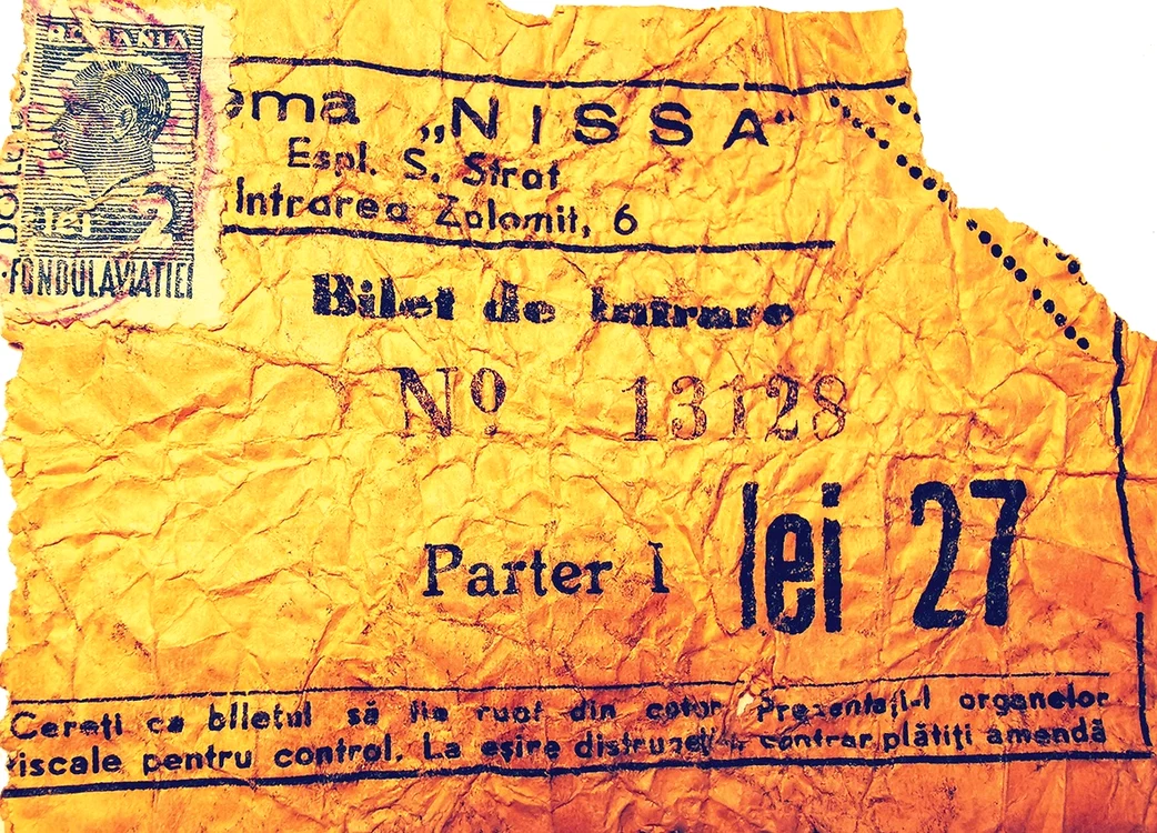 Bilet de intrare la cinematograful Nissa, anii ’30