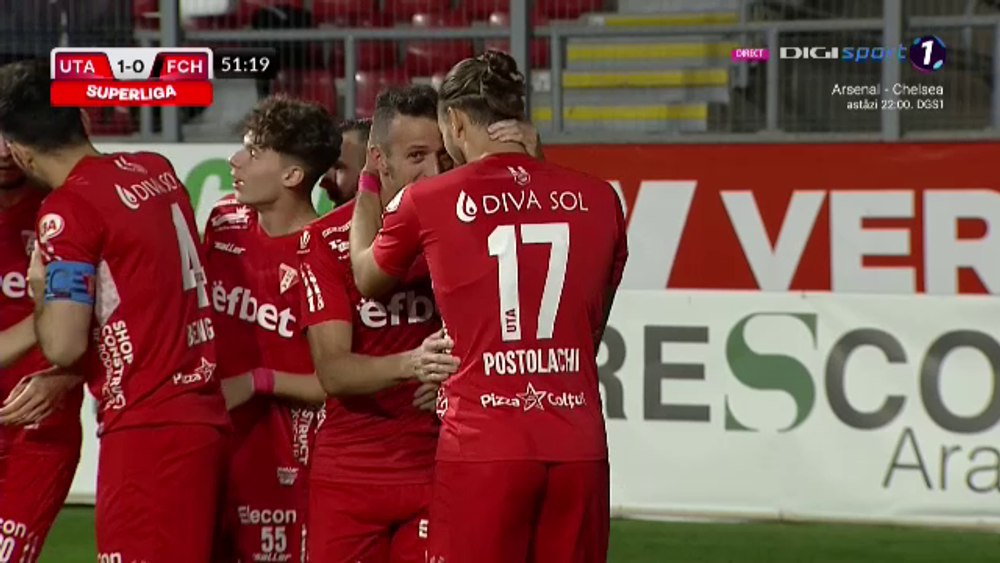 UTA Arad - Hermannstadt 1-0. Mircea Rednic, revenire cu dreptul în prima ligă