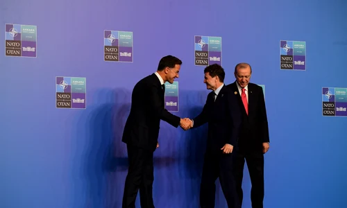 Nicușor Dan, Rutte și Erdogan la Summitul NATO FOTO AFP