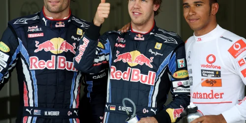 Webber, Vettel și Hamilton (de la stânga spre dreapta) au fost cei mai rapizi în calificări