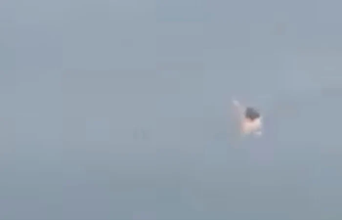 Momentul în care o rachetă rusă este distrusă Foto: Twitter