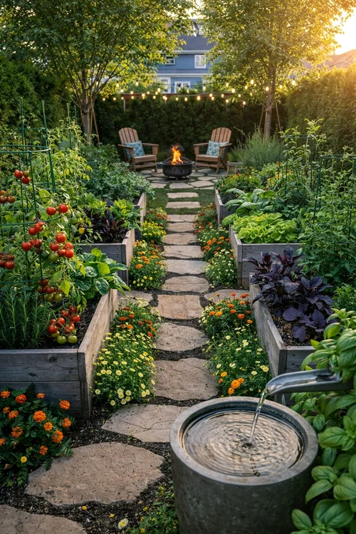 Grădină mixtă cu straturi înălțate din lemn Foto Green Garden Tips Facebook