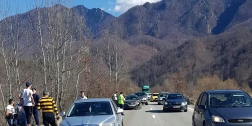 Imagini de la accidentul de pe DN 7 - E 81 de pe Valea Oltului la Proieni - Vâlcea cu cinci autoturisme implicate Foto Adevăru