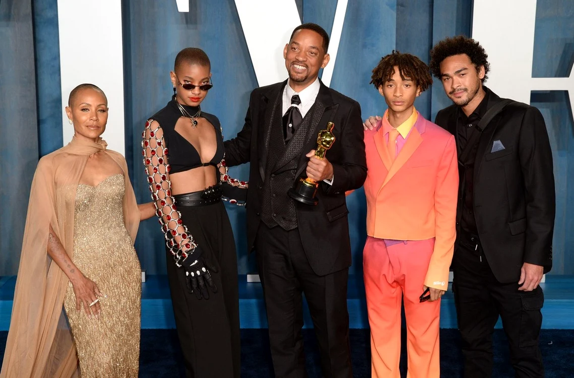 Will Smith cu fiii Trey Smith și Jaden Smith, fiica Willow Smith și soția Jada Pinkett Smith
