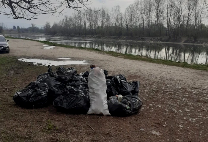 Sacii cu deşeuri au fost încărcaţi în două camioane