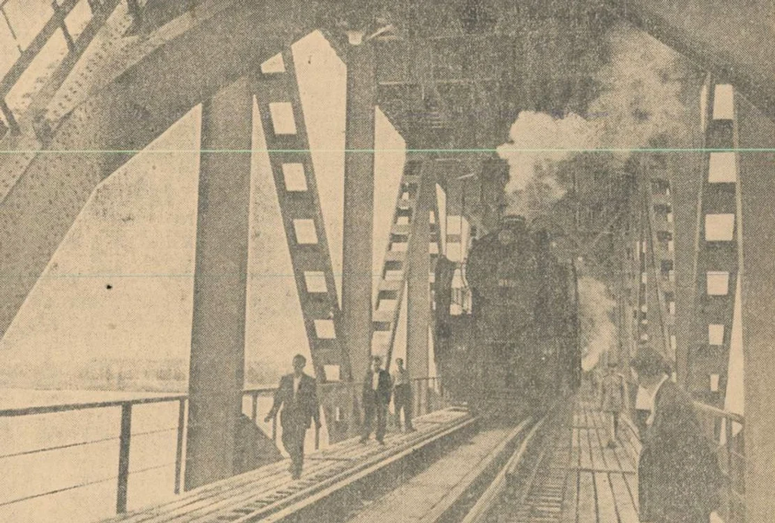 Inaugurarea podului Giurgiu - Ruse. 1954. Scânteia.