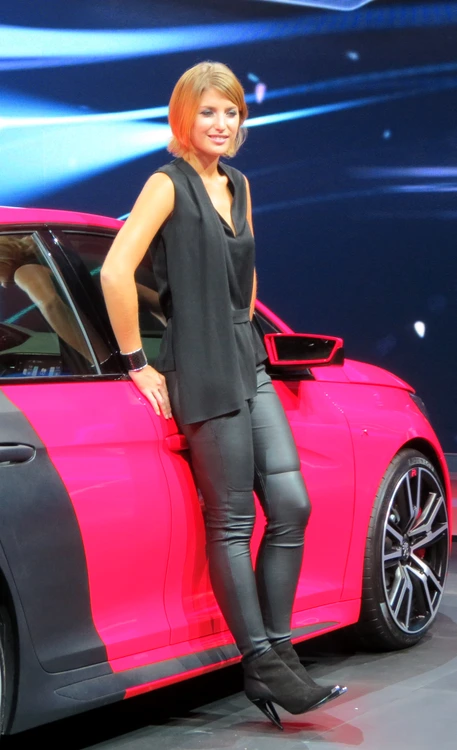 Duelul fotomodelelelor la salonul auto de la Frankfurt
