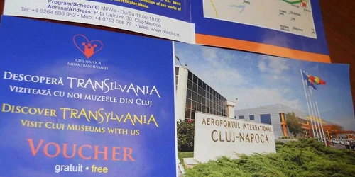Aşa arată pliantul făcut de Tarom şi Consiliul Judeţean Cluj