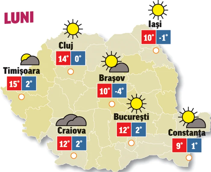 Prognoza meteo 15 martie aduce soare în majoritatea regiunilor