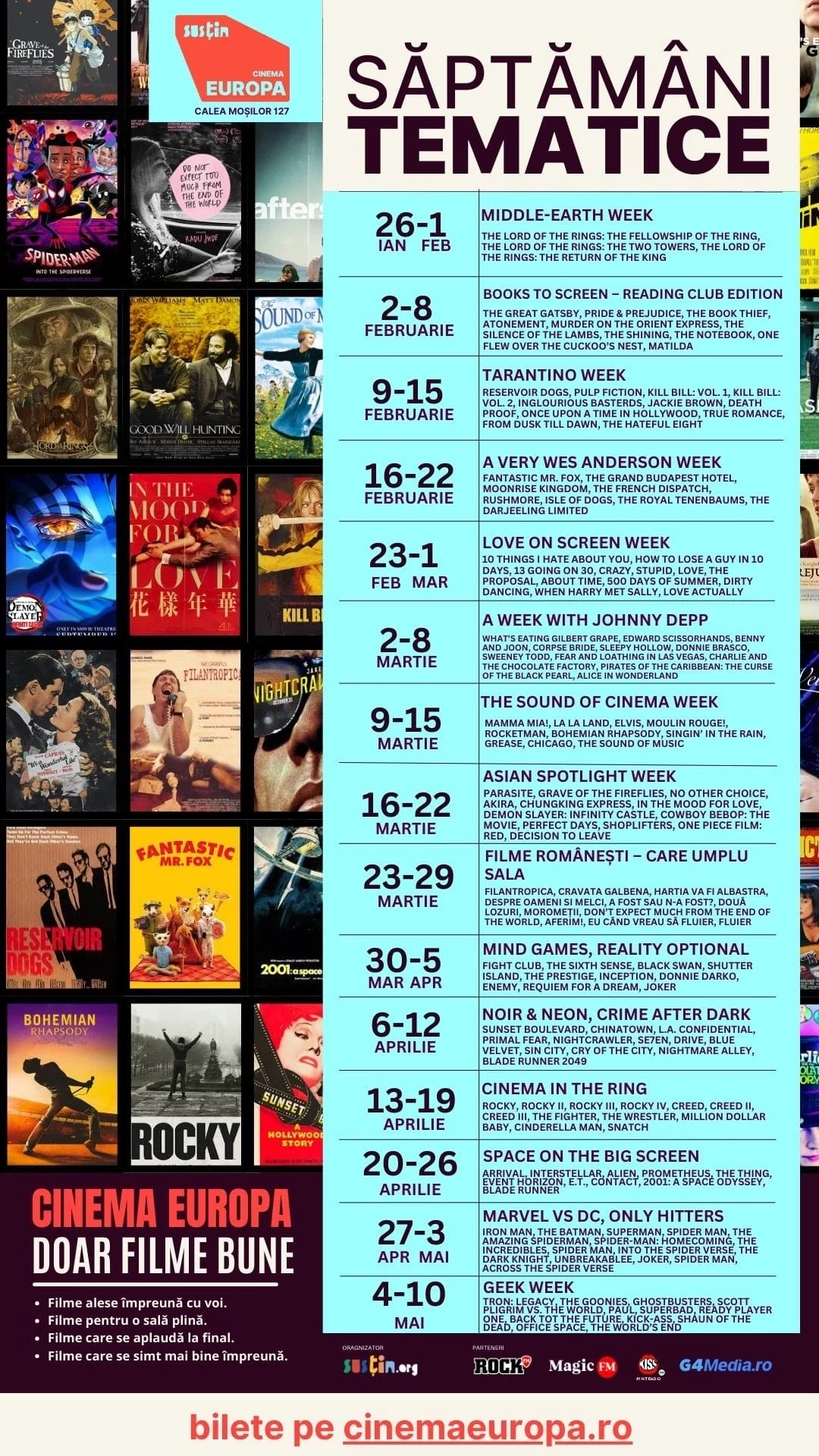 Cinema Europa lansează „Săptămâni Tematice”, un program-maraton cu filme care se văd cel mai bine într-o sală plină