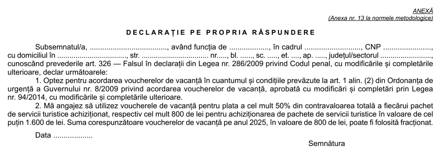 Model declarație pe propria răspundere FOTO: Avocatnet