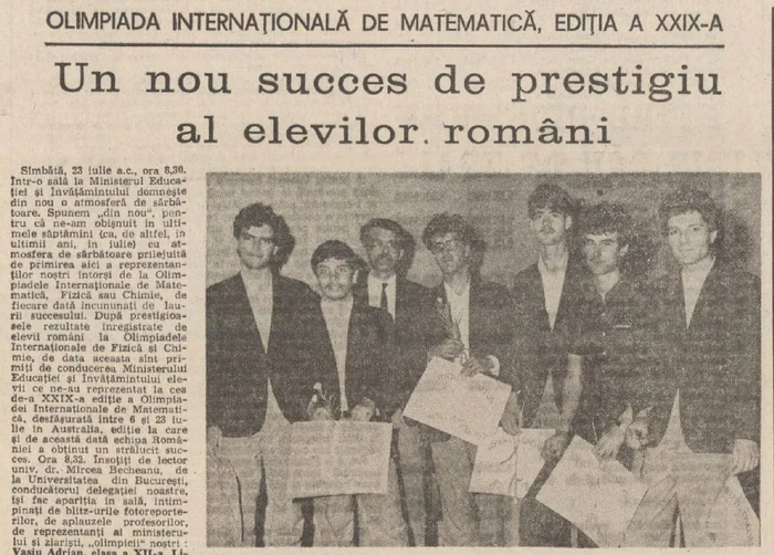 Nicușor Dan și echipa de olimpici, după întoarcerea din Australia. 1988. Scînteia Tineretului