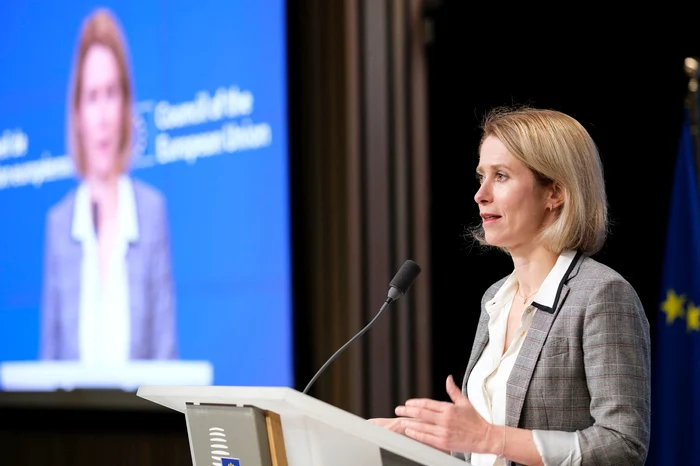 Vicepreședinta CE Kaja Kallas vorbește la Consiliul Miniștrilor de Externe FOTO PROFIMEDIA
