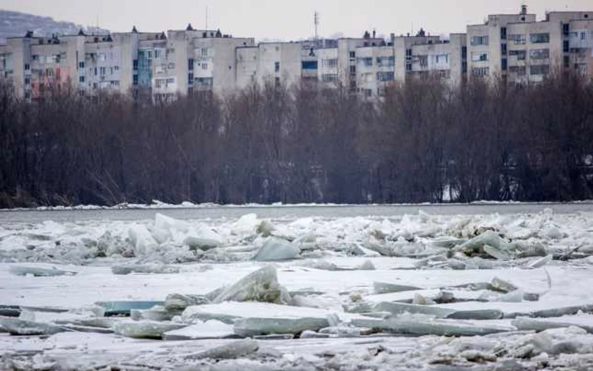 La Chiciu, la graniţa cu Bulgaria, sloiurile pe Dunăre fac legea FOTO Alexandru Botezatu
