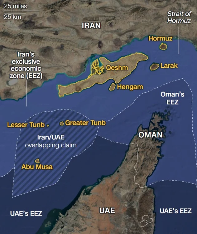 Harta insule strategice din Ormuz FOTO Lou Robinson CNN