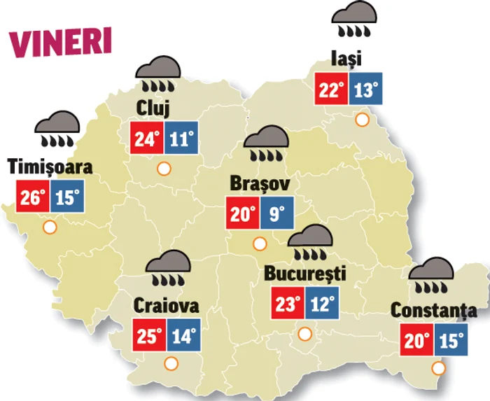 Weekendul începe cu vreme mohorâtă, dar treptat se va încălzi și temperaturile vor urca vertiginos