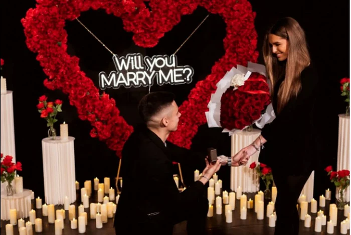 Cătălin Cîrjan și momentul cererii în căsătorie (FOTO: Instagram)