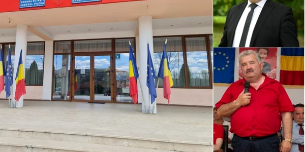 Primăria Suteşti - Vâlcea - actualul primar Alin Dumbravă şi fostul primar Ion Stănescu Foto colaj