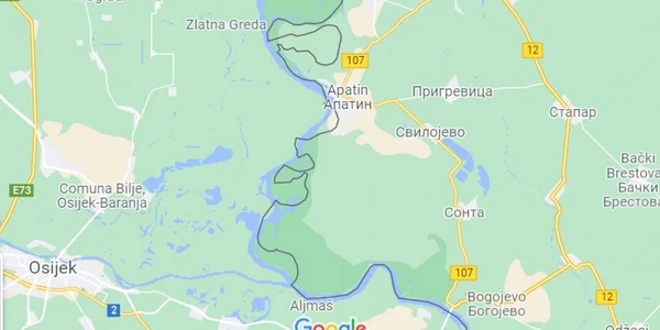 Frontiera dintre Croatia si Serbia Captura Google Maps