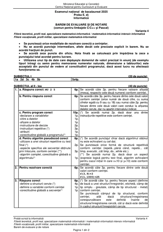 Bacalaureat 2025 - sesiunea de toamnă. Elevii au susținut proba la alegere a profilului. Subiecte și bareme de corectare 51 image