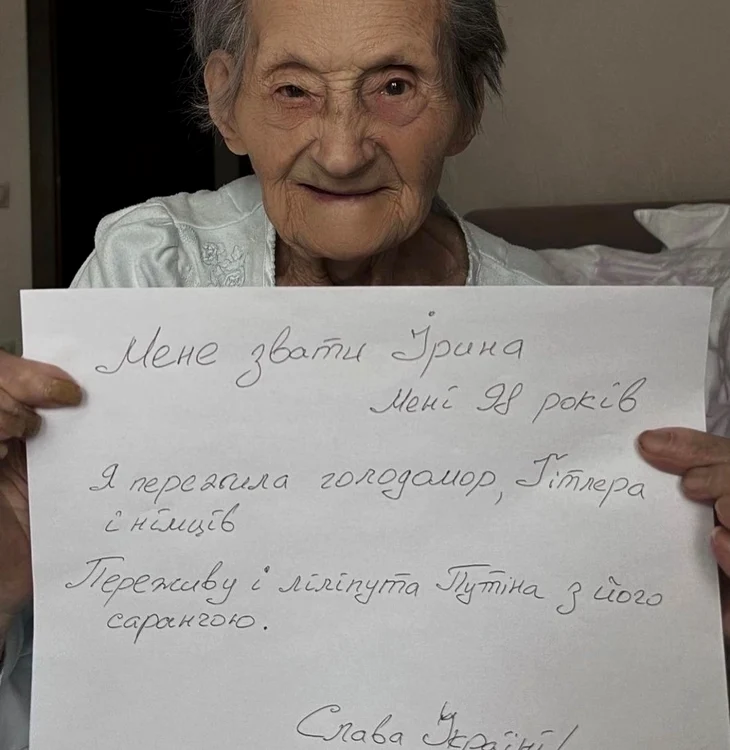 La 98 de ani, Irina S. spune că nu s-a speriat de Hitler, nu se sperie nici de Putin - foto Twitter