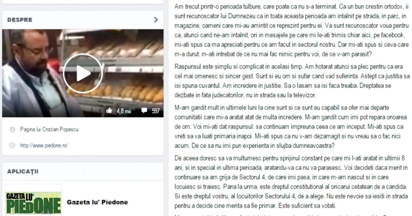 Mesaj Popescu Piedone 