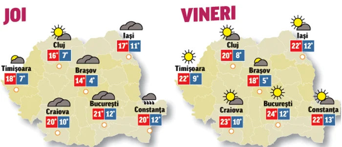Prognoza meteo pentru următoarele două zile anunță că ploile se restrâng