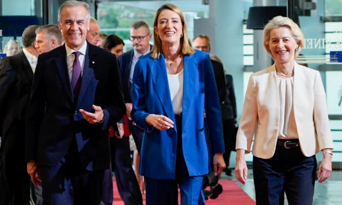 Roberta Metsola, Ursula von der leyen, premier Canada jpg